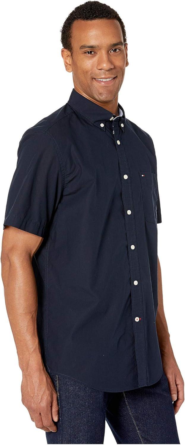 imageTommy Hilfiger Mens Short Sleeve ButtonDown ShirtNavy Blazer