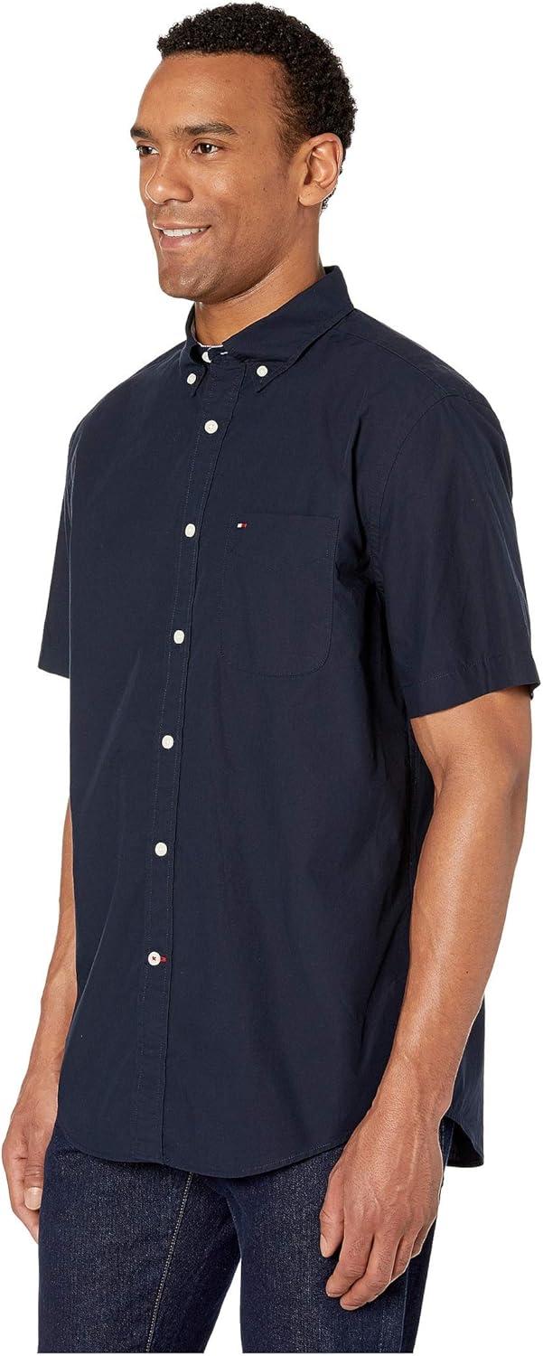imageTommy Hilfiger Mens Short Sleeve ButtonDown ShirtNavy Blazer