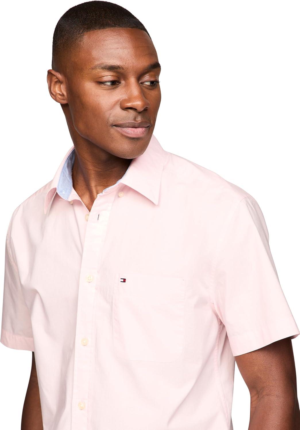 imageTommy Hilfiger Mens Short Sleeve ButtonDown ShirtPrecious Pink