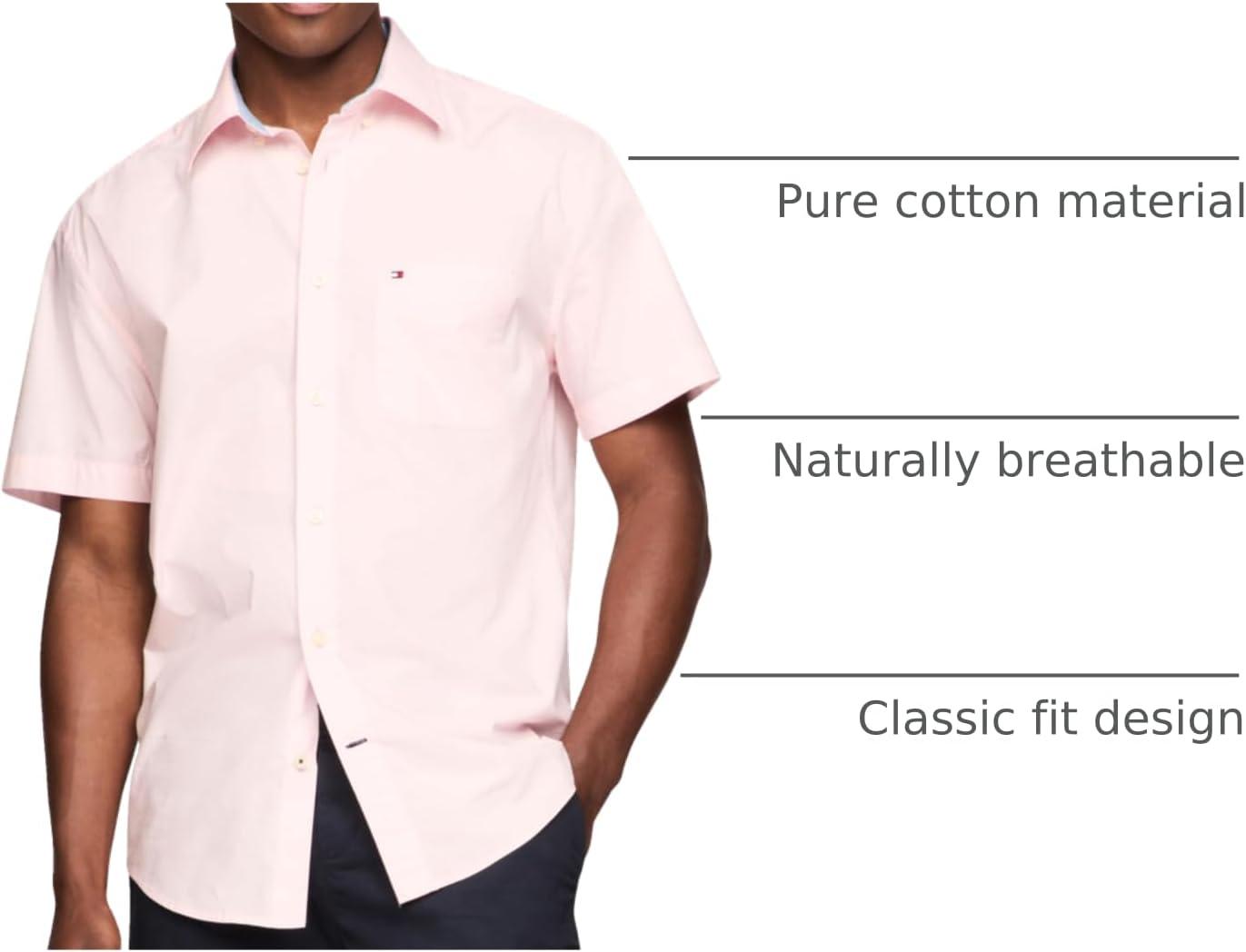 imageTommy Hilfiger Mens Short Sleeve ButtonDown ShirtPrecious Pink