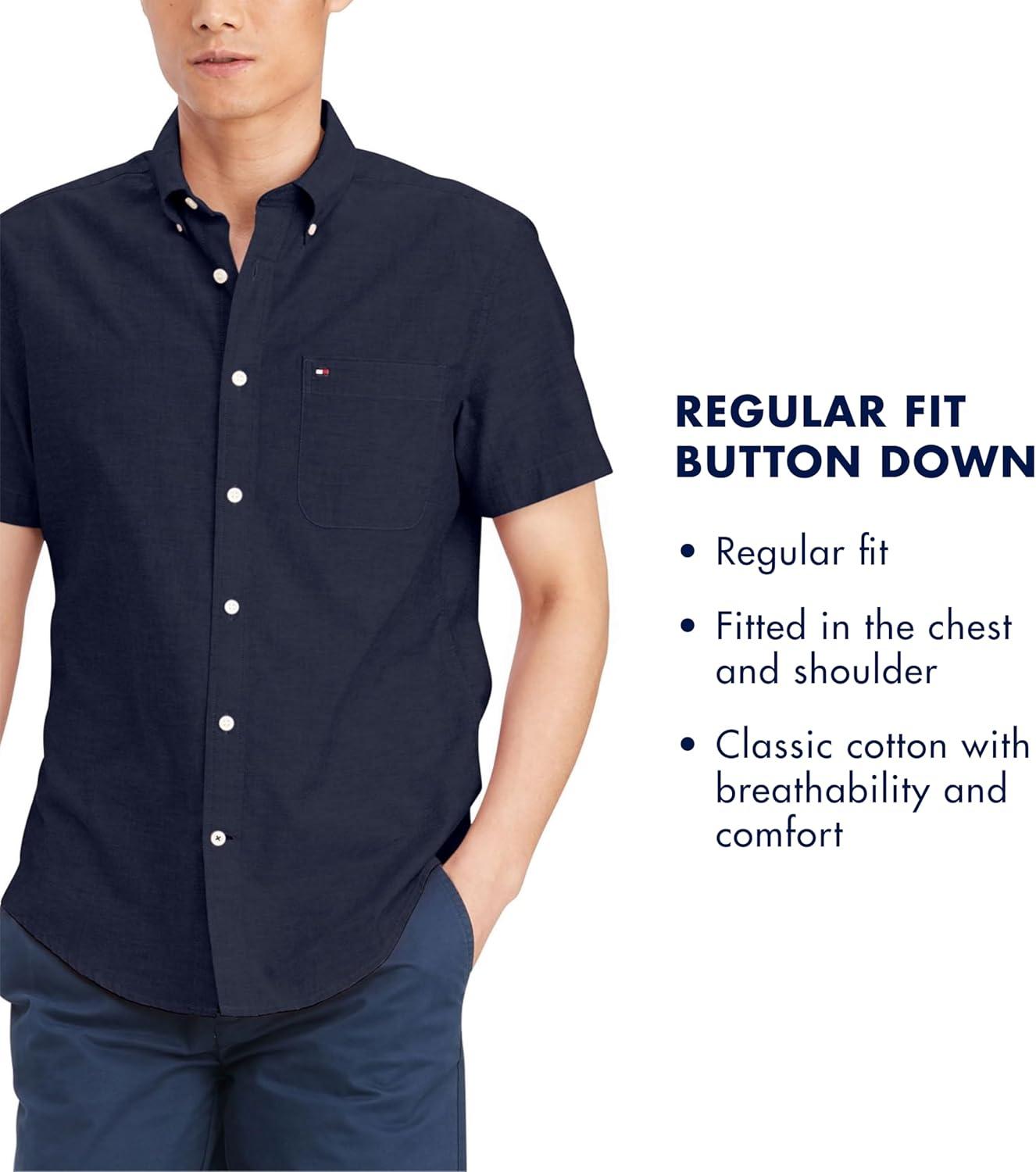 imageTommy Hilfiger Mens Short Sleeve Casual Button Down Shirt in Regular FitBright White
