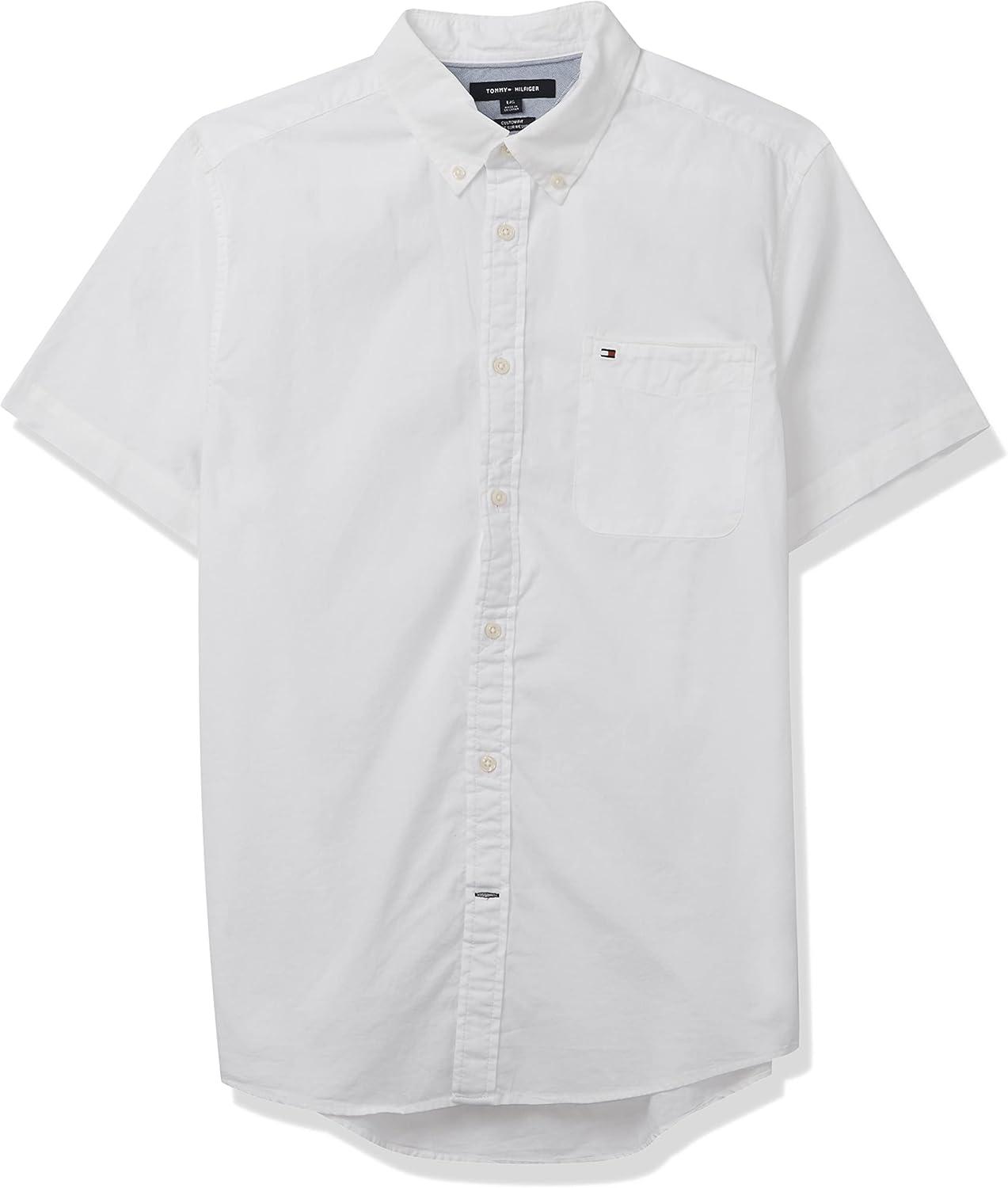 imageTommy Hilfiger Mens Short Sleeve Casual Button Down Shirt in Regular FitBright White