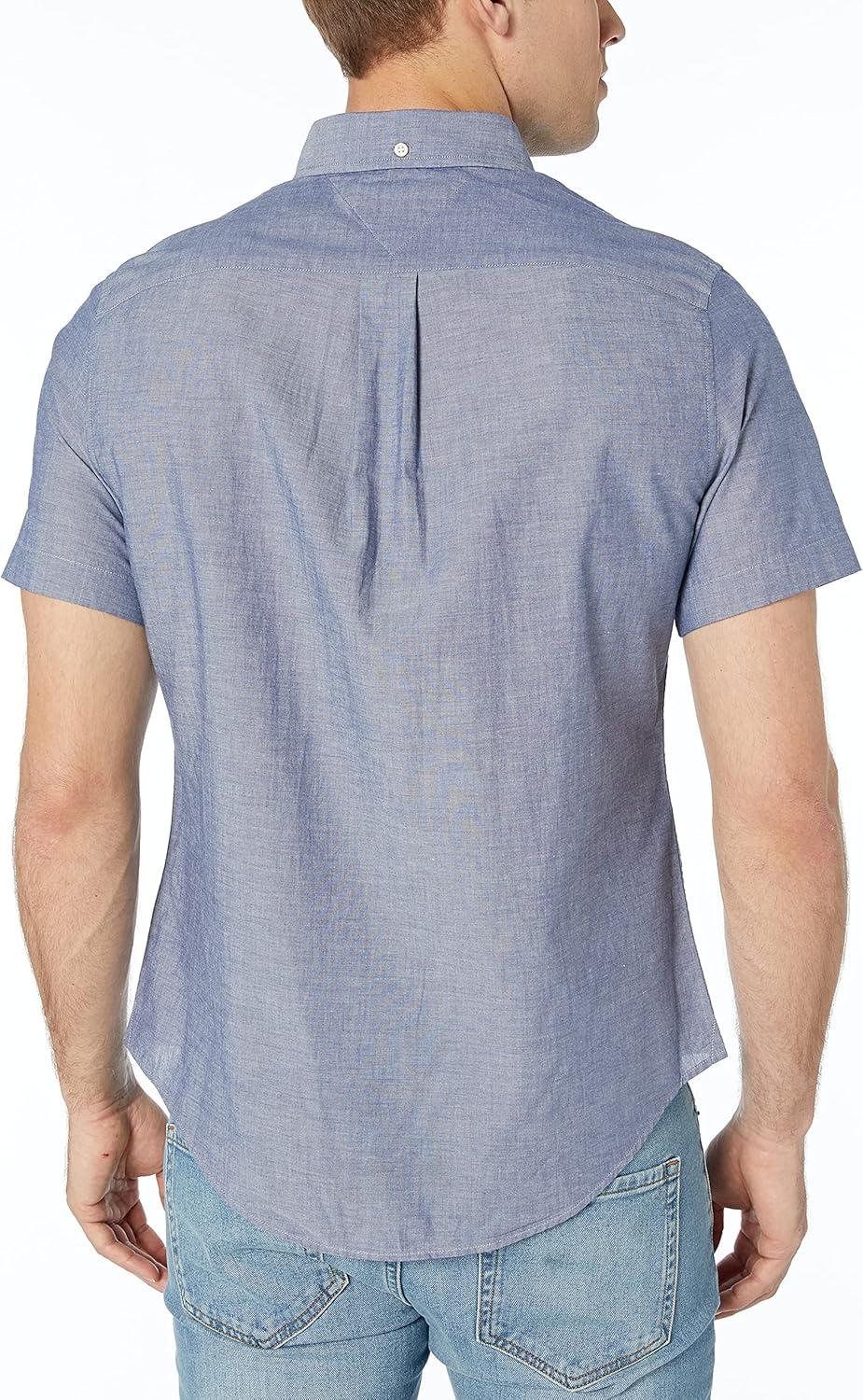 imageTommy Hilfiger Mens Short Sleeve Casual Button Down Shirt in Regular FitNavy Blazer