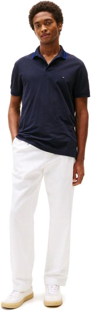 imageTommy Hilfiger Mens Short Sleeve Casual Dri Fit Polo Shirts in Regular Fit with Moisture Wicking and StretchDesert Sky Tipped