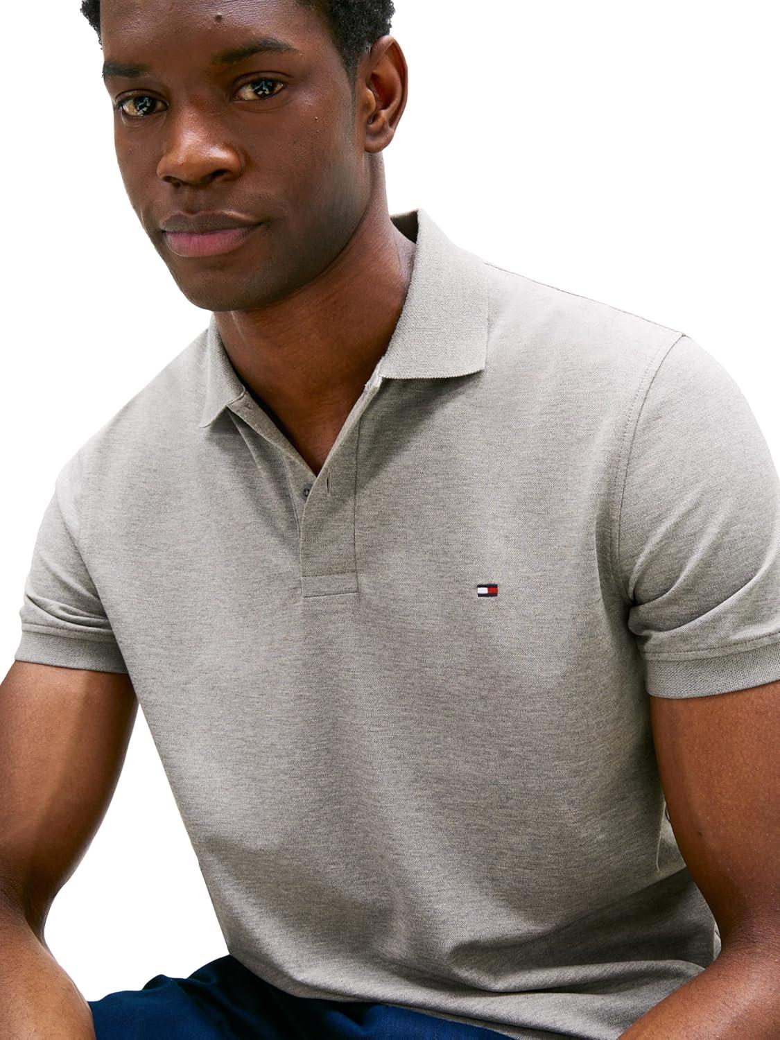 imageTommy Hilfiger Mens Short Sleeve Casual Dri Fit Polo Shirts in Regular Fit with Moisture Wicking and StretchMedium Grey Heather
