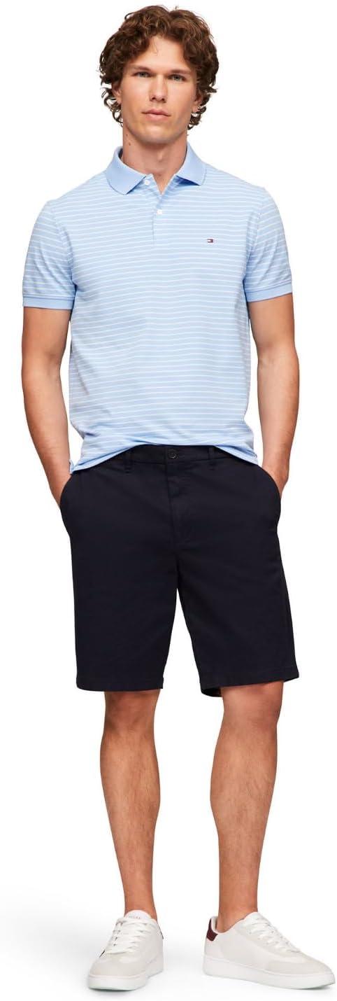 imageTommy Hilfiger Mens Short Sleeve Casual Dri Fit Polo Shirts in Regular Fit with Moisture Wicking and StretchVessel Blue Ecru