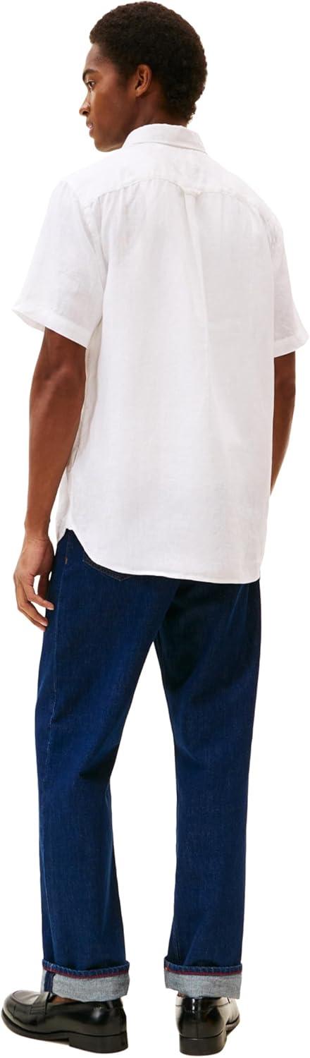 imageTommy Hilfiger Mens Short Sleeve Casual Linen Button Down Shirts in Regular FitWhite