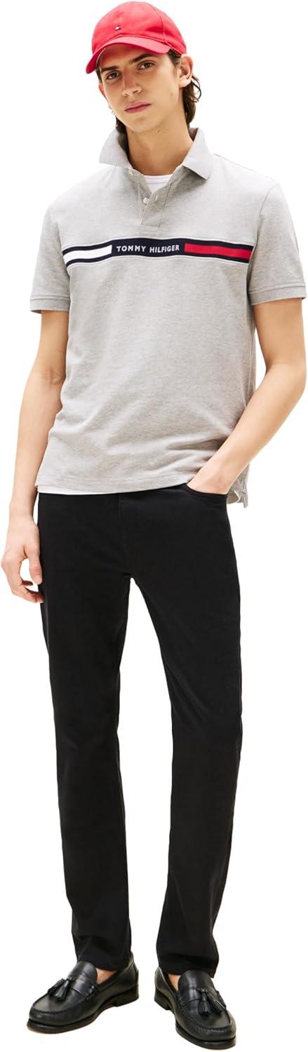 imageTommy Hilfiger Mens Short Sleeve Casual Polo Shirts in Regular Fit with Chest Logo DesignsLight Grey Heather