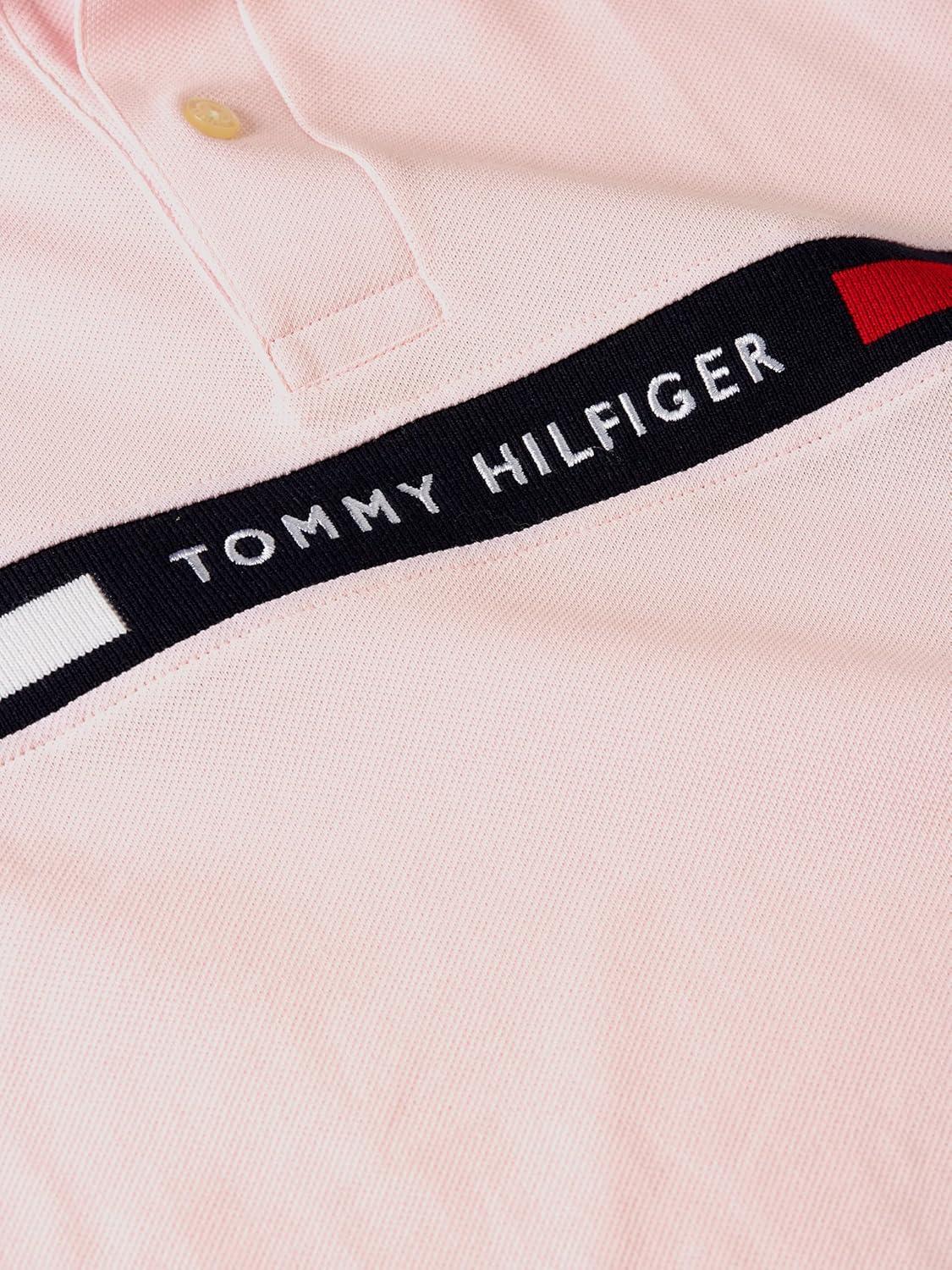imageTommy Hilfiger Mens Short Sleeve Casual Polo Shirts in Regular Fit with Chest Logo DesignsLight Pink