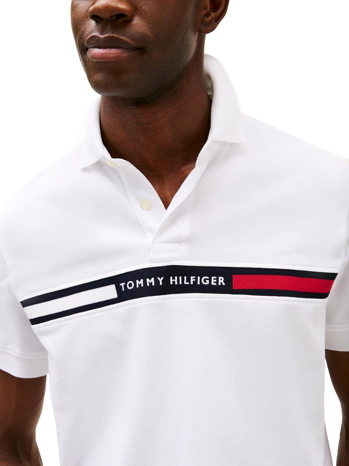 imageTommy Hilfiger Mens Short Sleeve Casual Polo Shirts in Regular Fit with Chest Logo DesignsWhite