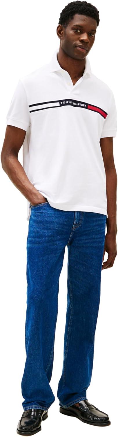 imageTommy Hilfiger Mens Short Sleeve Casual Polo Shirts in Regular Fit with Chest Logo DesignsWhite