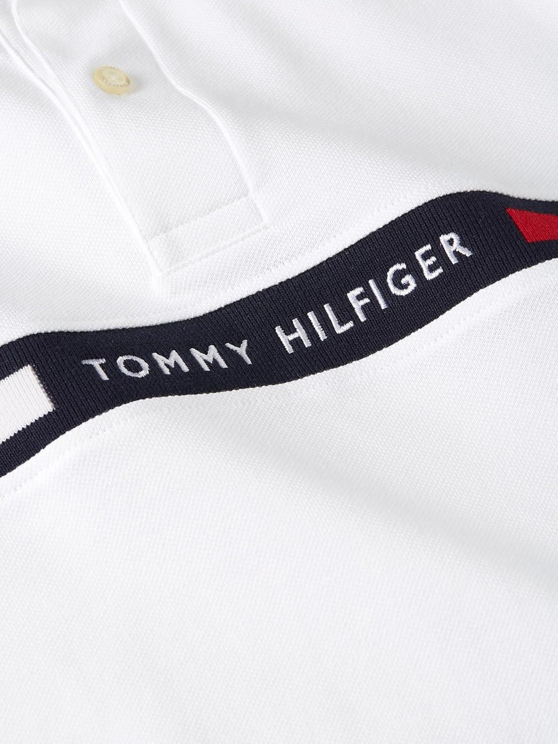 imageTommy Hilfiger Mens Short Sleeve Casual Polo Shirts in Regular Fit with Chest Logo DesignsWhite