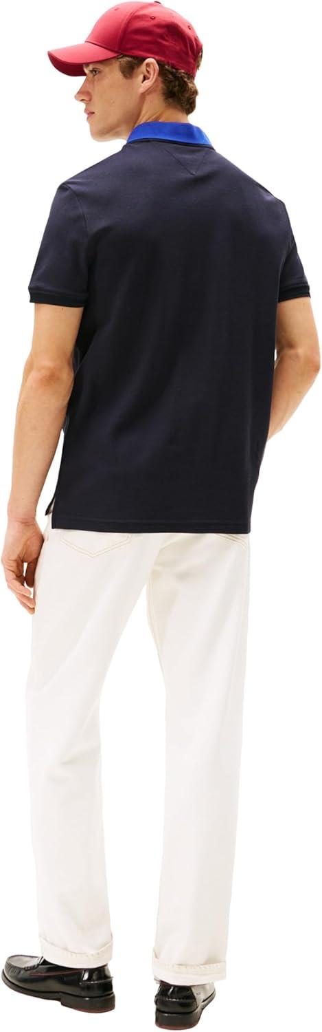 imageTommy Hilfiger Mens Short Sleeve Casual Polo Shirts in Regular Fit with Crest and Collar DesignsDesert Sky