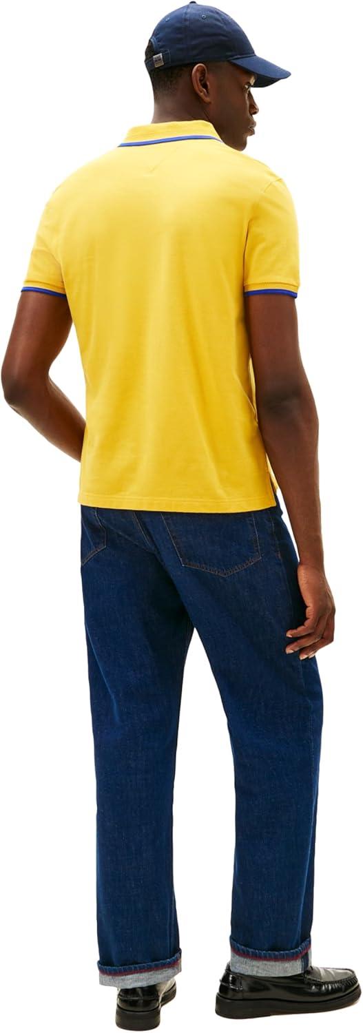 imageTommy Hilfiger Mens Short Sleeve Casual Polo Shirts in Regular Fit with Embroidered Crest DesignCountryside Yellow