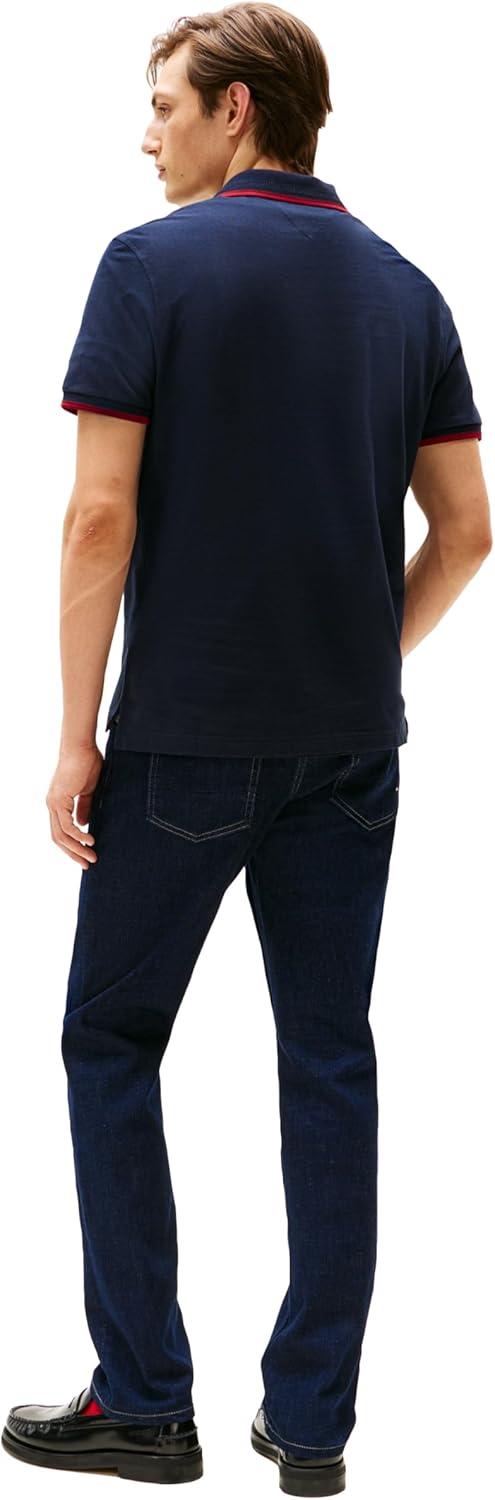 imageTommy Hilfiger Mens Short Sleeve Casual Polo Shirts in Regular Fit with Embroidered Crest DesignDesert Sky