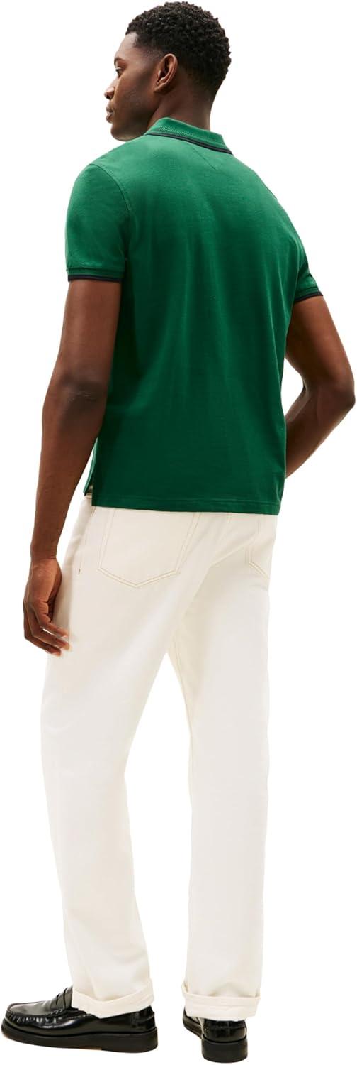 imageTommy Hilfiger Mens Short Sleeve Casual Polo Shirts in Regular Fit with Embroidered Crest DesignOrnamental Green