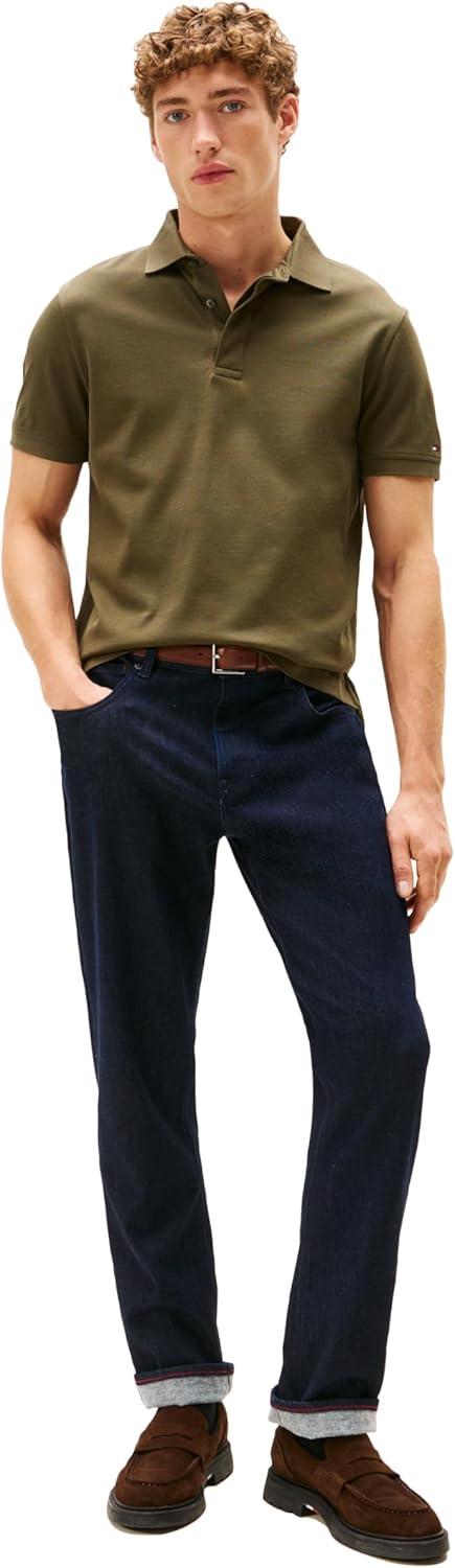 imageTommy Hilfiger Mens Short Sleeve Casual Polo Shirts in Regular Fit with Hidden Placket DesignArmy Green