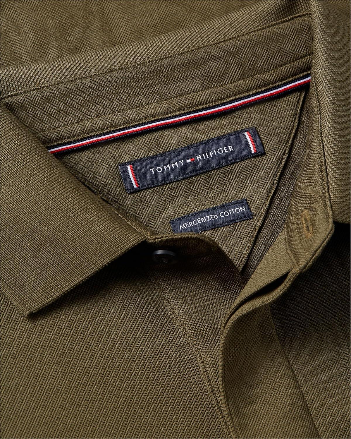 imageTommy Hilfiger Mens Short Sleeve Casual Polo Shirts in Regular Fit with Hidden Placket DesignArmy Green