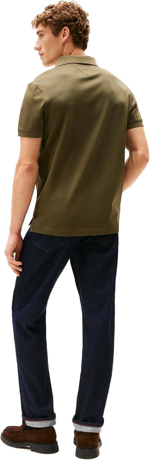 imageTommy Hilfiger Mens Short Sleeve Casual Polo Shirts in Regular Fit with Hidden Placket DesignArmy Green