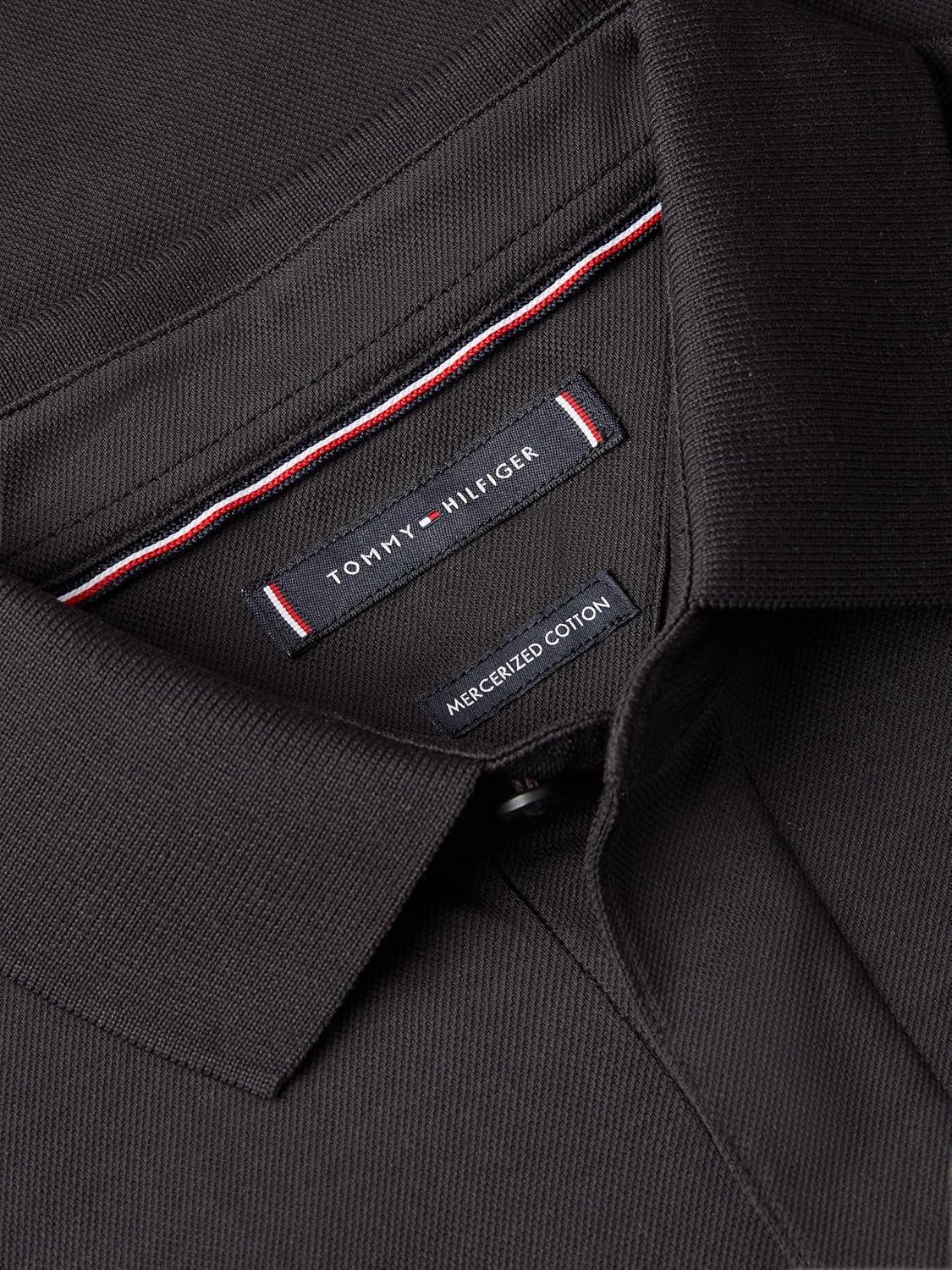 imageTommy Hilfiger Mens Short Sleeve Casual Polo Shirts in Regular Fit with Hidden Placket DesignBlack