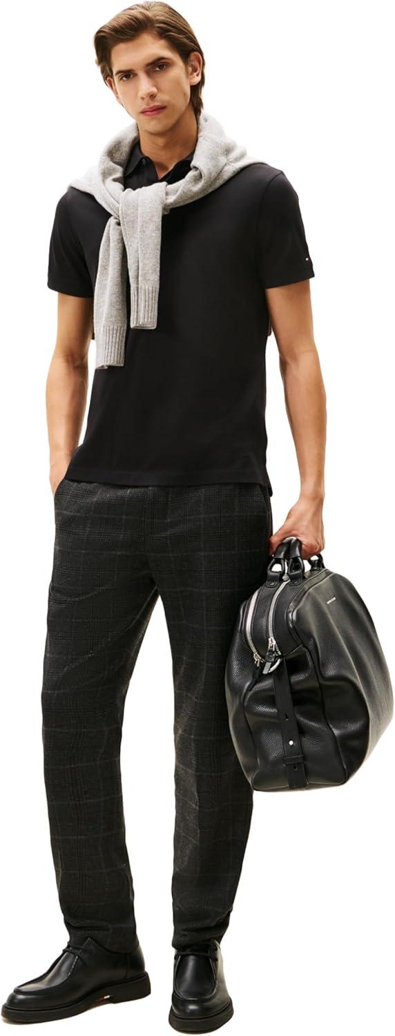 imageTommy Hilfiger Mens Short Sleeve Casual Polo Shirts in Regular Fit with Hidden Placket DesignBlack