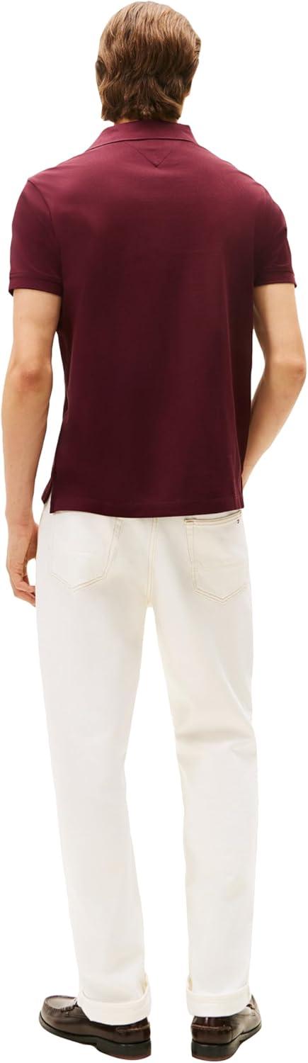 imageTommy Hilfiger Mens Short Sleeve Casual Polo Shirts in Regular Fit with Hidden Placket DesignDeep Burgundy
