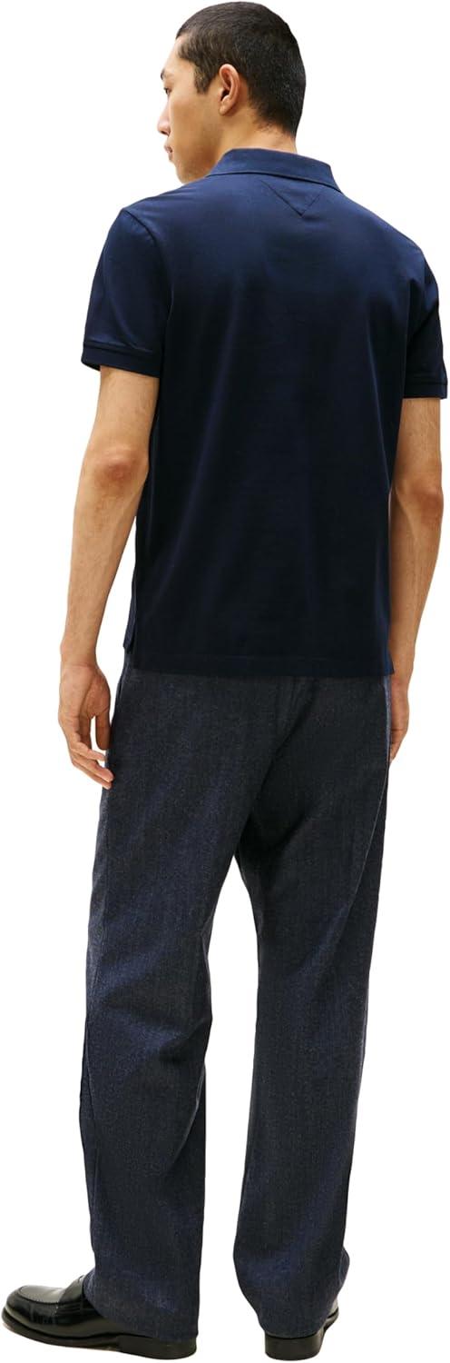 imageTommy Hilfiger Mens Short Sleeve Casual Polo Shirts in Regular Fit with Hidden Placket DesignDesert Sky