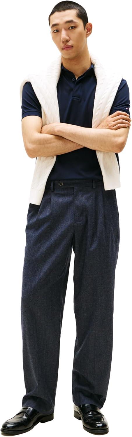 imageTommy Hilfiger Mens Short Sleeve Casual Polo Shirts in Regular Fit with Hidden Placket DesignDesert Sky