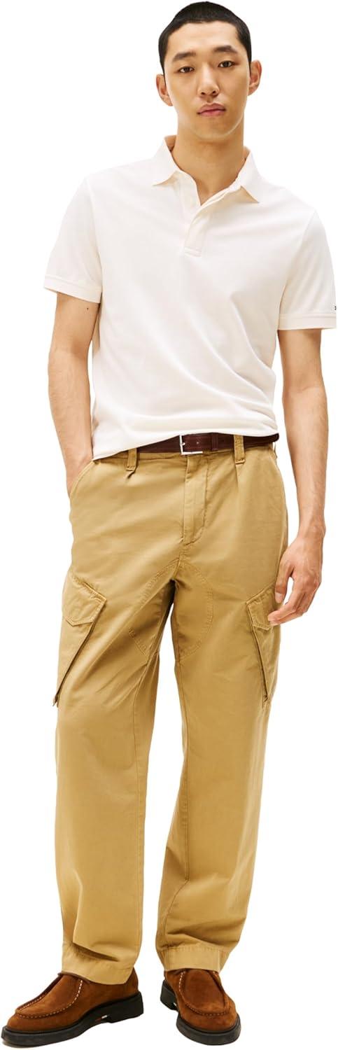 imageTommy Hilfiger Mens Short Sleeve Casual Polo Shirts in Regular Fit with Hidden Placket DesignIvory Petal