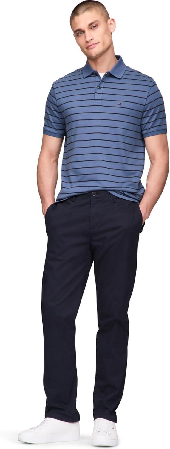 imageTommy Hilfiger Mens Short Sleeve Casual Polo Shirts in Regular Fit with Liquid CottonAegean Sea Desert Sky