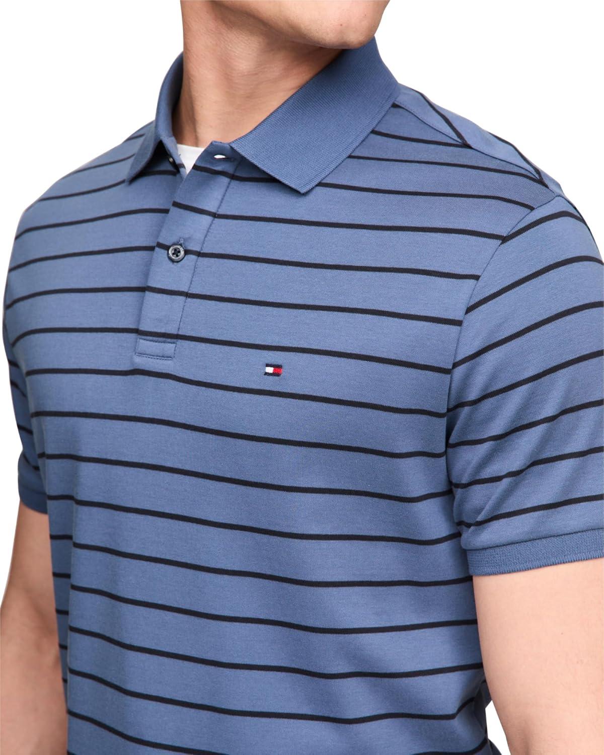 imageTommy Hilfiger Mens Short Sleeve Casual Polo Shirts in Regular Fit with Liquid CottonAegean Sea Desert Sky
