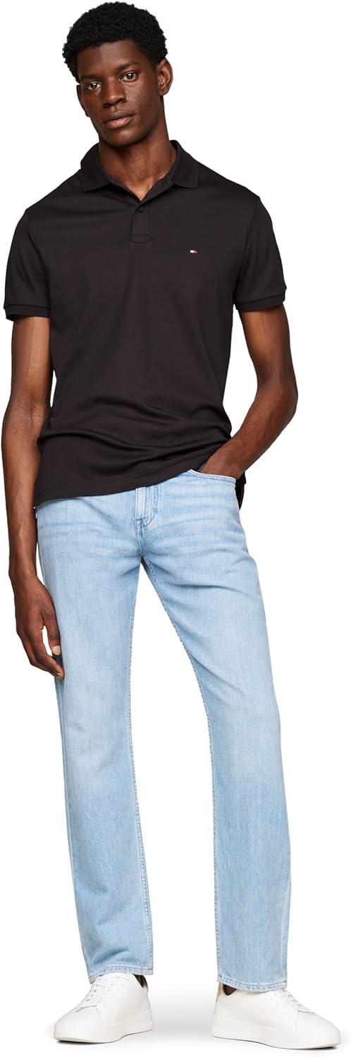 imageTommy Hilfiger Mens Short Sleeve Casual Polo Shirts in Regular Fit with Liquid CottonBlack