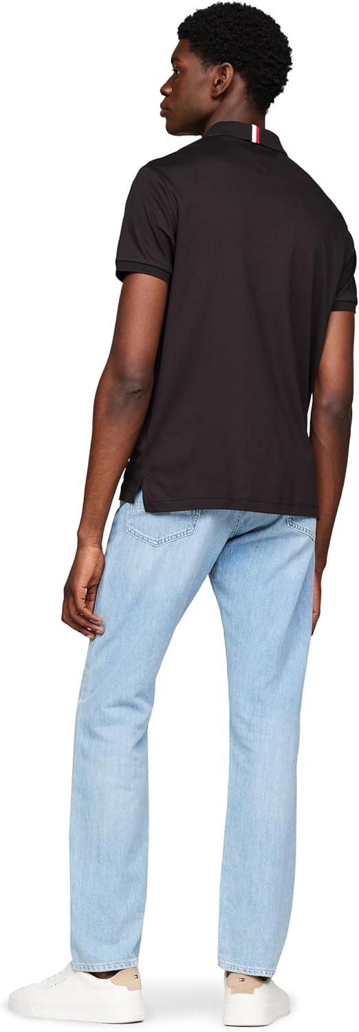 imageTommy Hilfiger Mens Short Sleeve Casual Polo Shirts in Regular Fit with Liquid CottonBlack