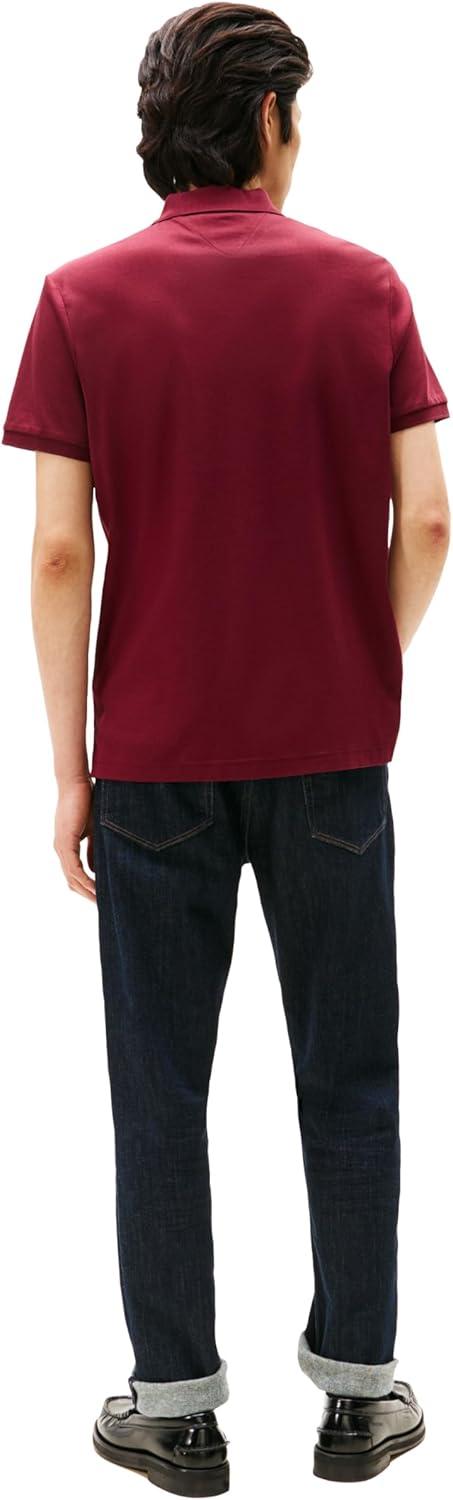 imageTommy Hilfiger Mens Short Sleeve Casual Polo Shirts in Regular Fit with Liquid CottonDeep Rouge