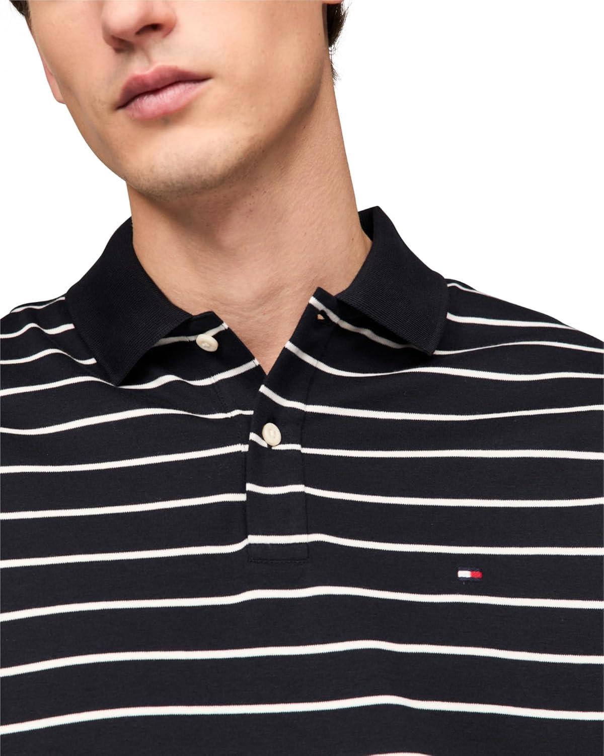 imageTommy Hilfiger Mens Short Sleeve Casual Polo Shirts in Regular Fit with Liquid CottonDesert Sky Ecru