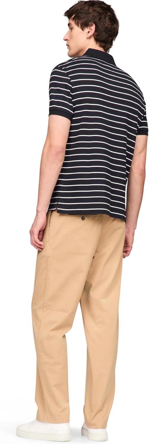 imageTommy Hilfiger Mens Short Sleeve Casual Polo Shirts in Regular Fit with Liquid CottonDesert Sky Ecru