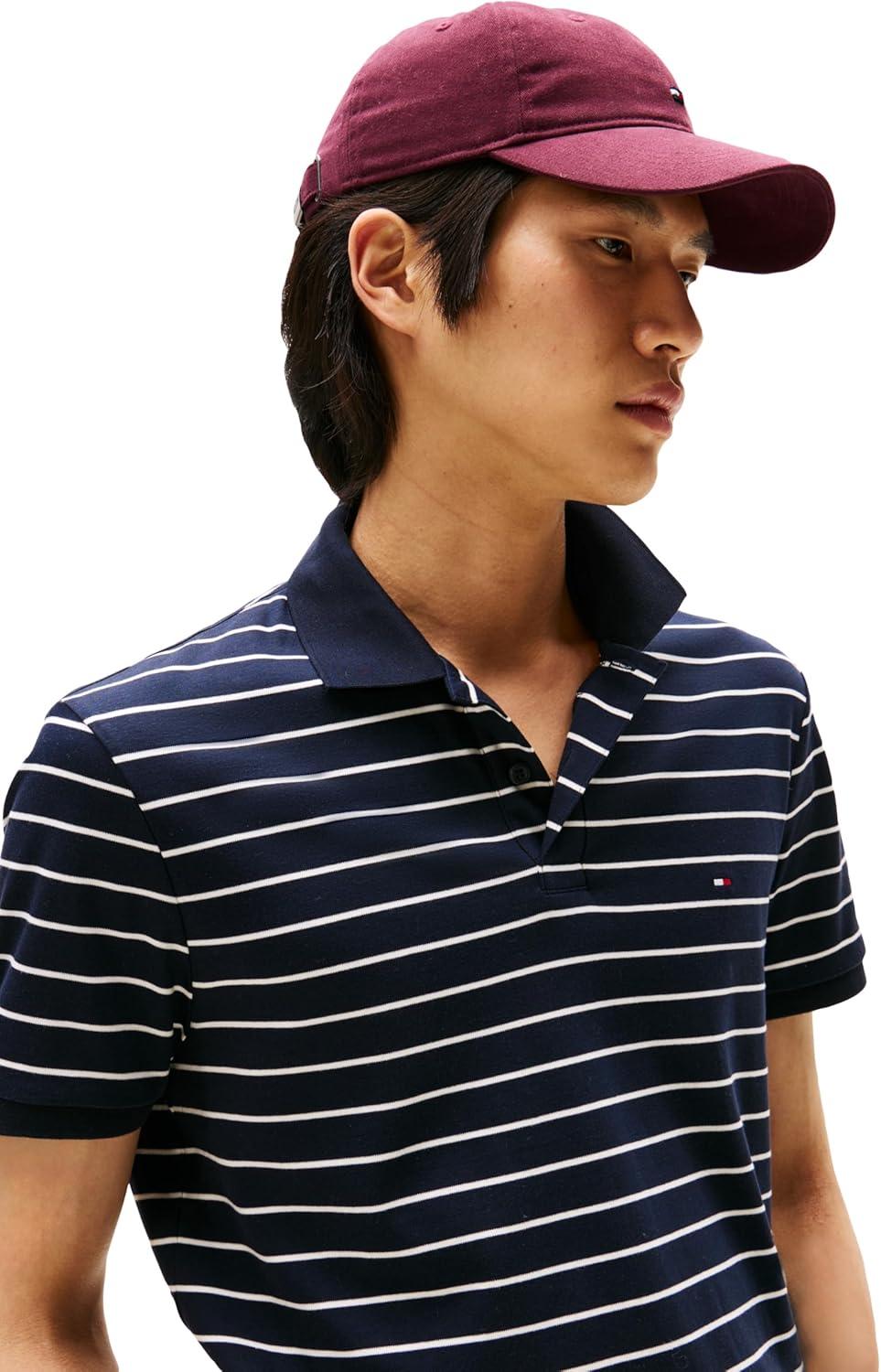 imageTommy Hilfiger Mens Short Sleeve Casual Polo Shirts in Regular Fit with Liquid CottonDesert Sky Ivory Petal