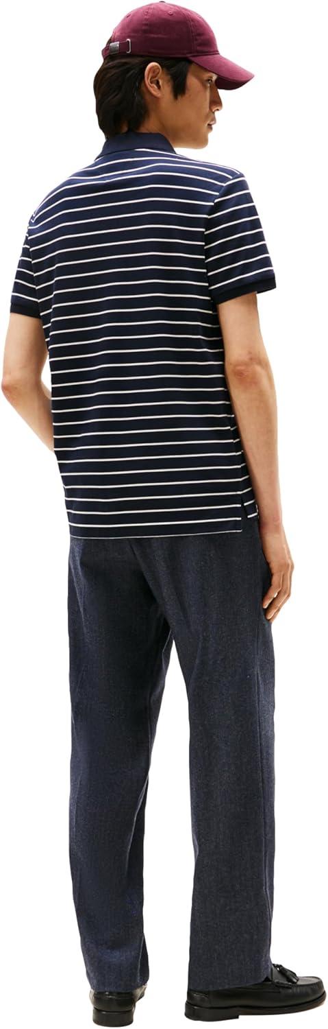 imageTommy Hilfiger Mens Short Sleeve Casual Polo Shirts in Regular Fit with Liquid CottonDesert Sky Ivory Petal