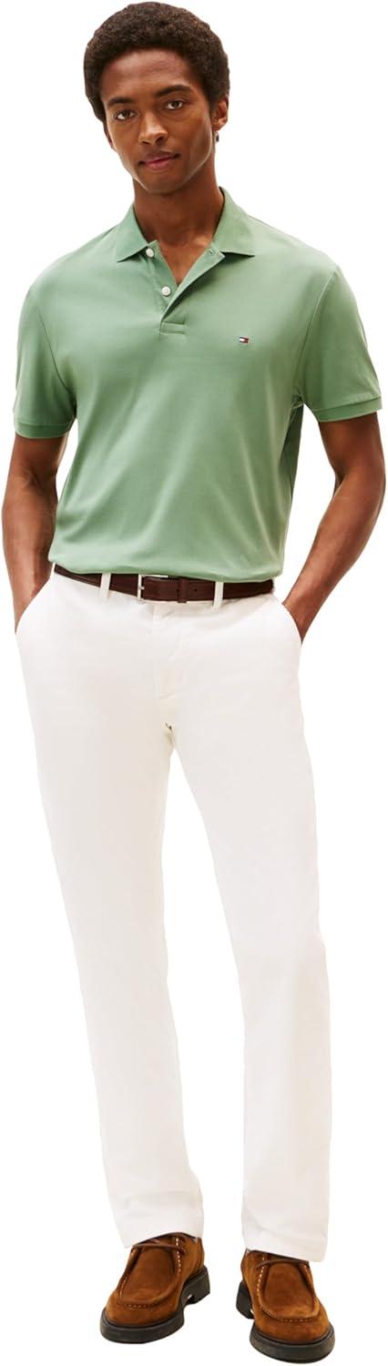 imageTommy Hilfiger Mens Short Sleeve Casual Polo Shirts in Regular Fit with Liquid CottonDusty Meadow