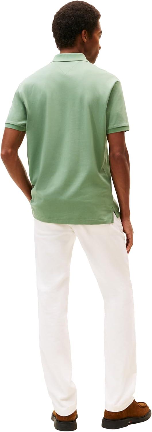 imageTommy Hilfiger Mens Short Sleeve Casual Polo Shirts in Regular Fit with Liquid CottonDusty Meadow
