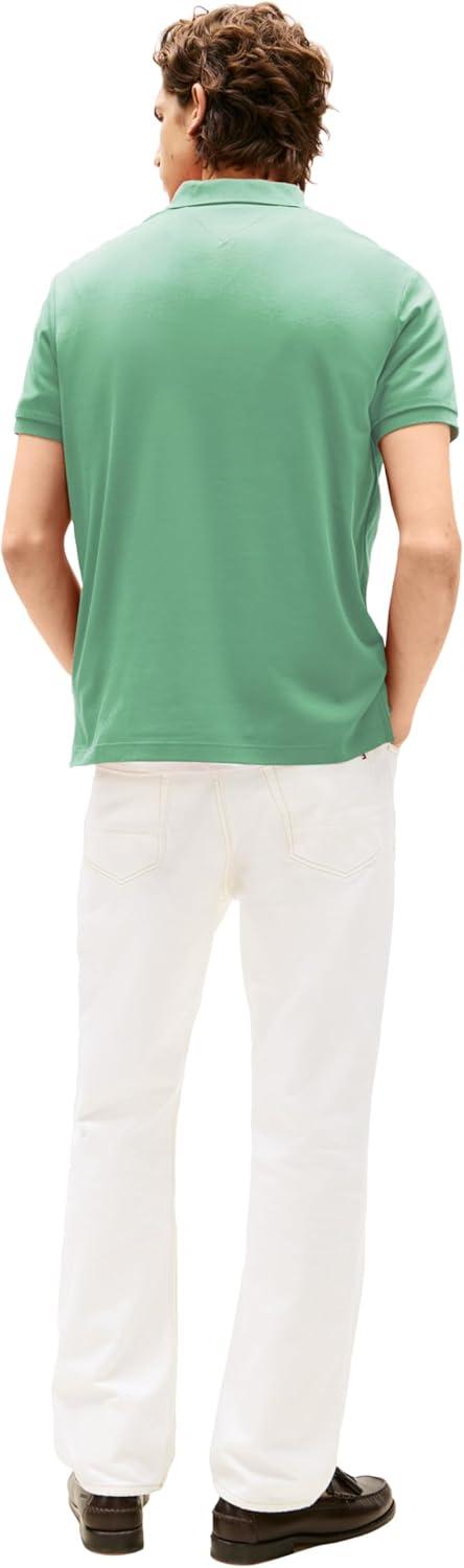 imageTommy Hilfiger Mens Short Sleeve Casual Polo Shirts in Regular Fit with Liquid CottonFort Green