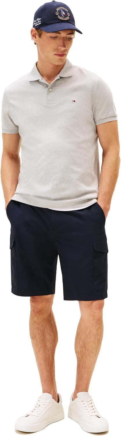imageTommy Hilfiger Mens Short Sleeve Casual Polo Shirts in Regular Fit with Liquid CottonGrey Heather