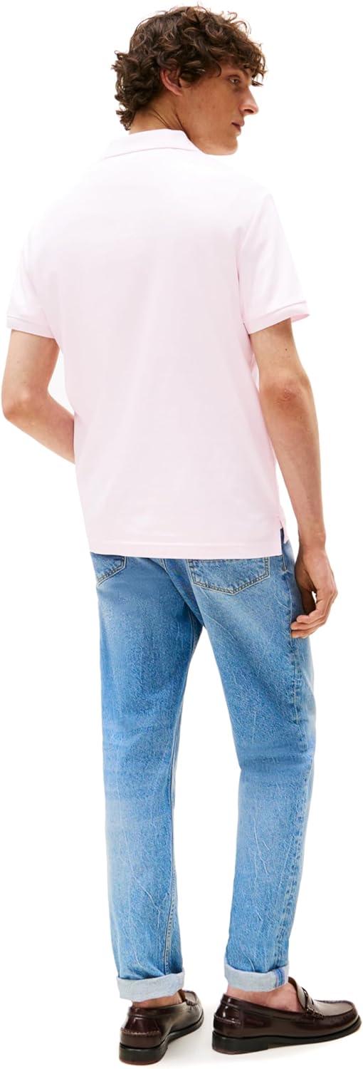 imageTommy Hilfiger Mens Short Sleeve Casual Polo Shirts in Regular Fit with Liquid CottonLight Pink
