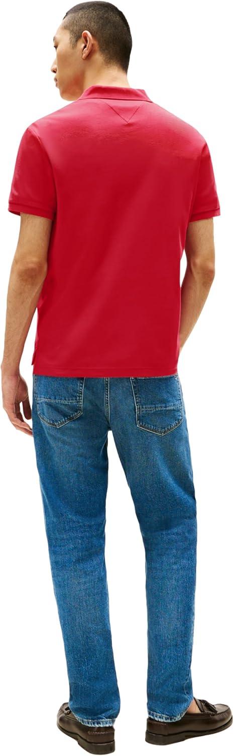 imageTommy Hilfiger Mens Short Sleeve Casual Polo Shirts in Regular Fit with Liquid CottonMedium Red