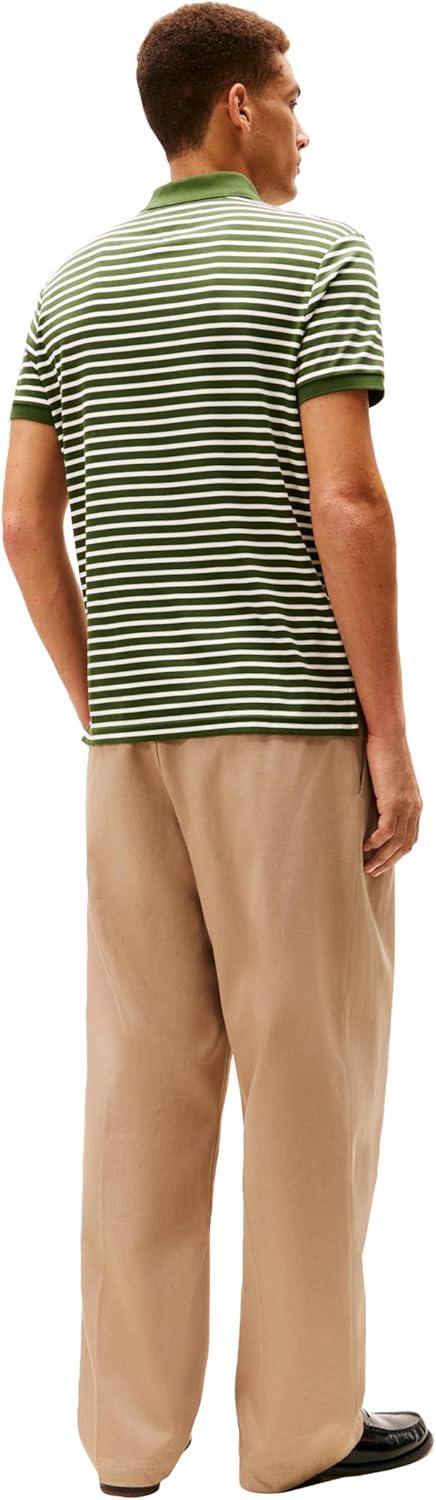 imageTommy Hilfiger Mens Short Sleeve Casual Polo Shirts in Regular Fit with Liquid CottonMountain Pine Ivory Petal