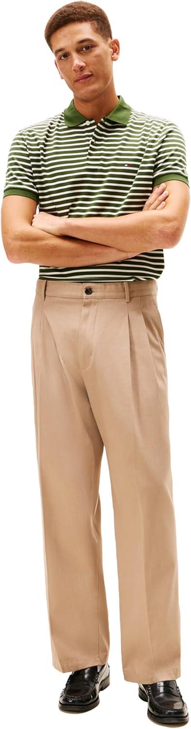 imageTommy Hilfiger Mens Short Sleeve Casual Polo Shirts in Regular Fit with Liquid CottonMountain Pine Ivory Petal