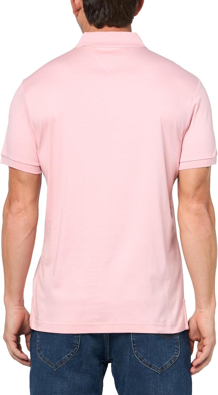 imageTommy Hilfiger Mens Short Sleeve Casual Polo Shirts in Regular Fit with Liquid CottonPink Shade