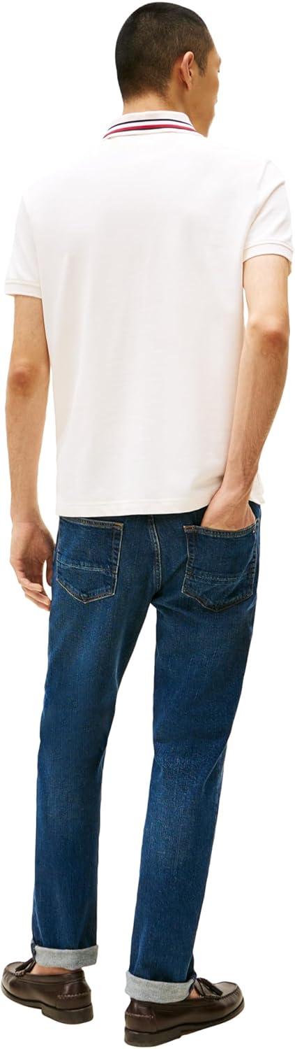 imageTommy Hilfiger Mens Short Sleeve Casual Polo Shirts in Regular Fit with Stretch and Collar DesignsIvory Petal