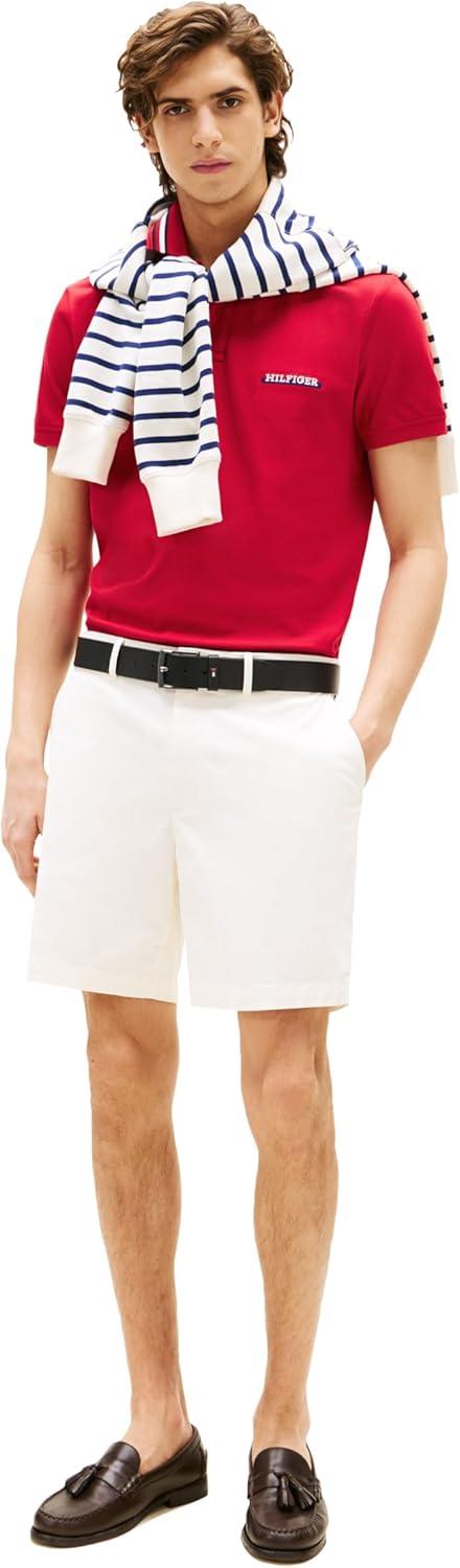 imageTommy Hilfiger Mens Short Sleeve Casual Polo Shirts in Regular Fit with Stretch and Collar DesignsMedium Red