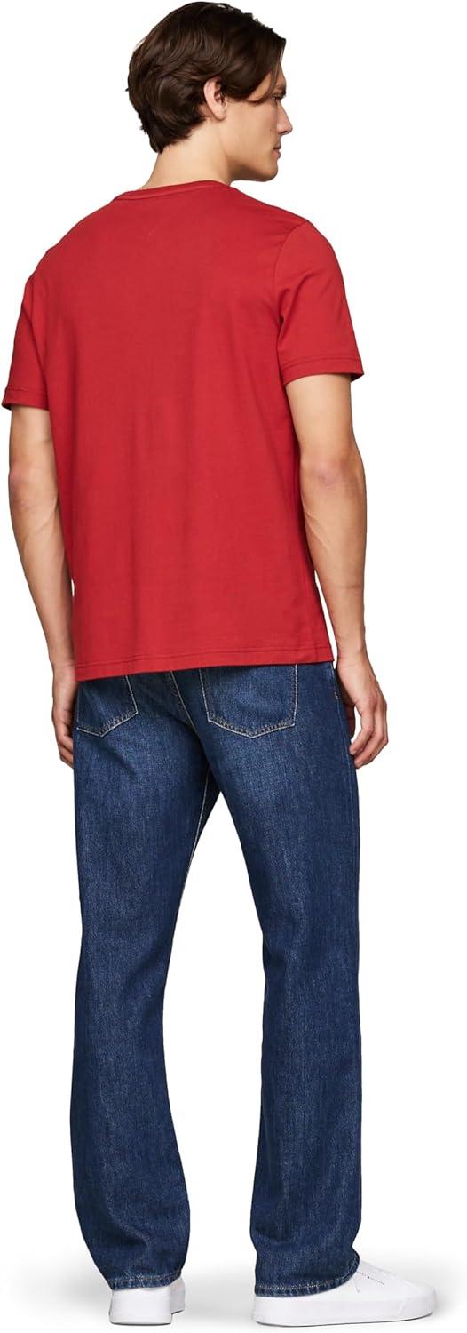 imageTommy Hilfiger Mens Short Sleeve Cotton Graphic TShirts with Embroidered Flag Logo Also Available in Big ampamp TallDark Magma
